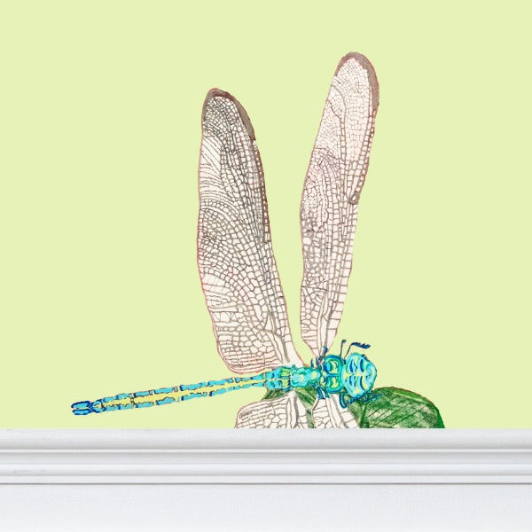 Dragonflies and Banana Leaves on Celadon Wallpaper