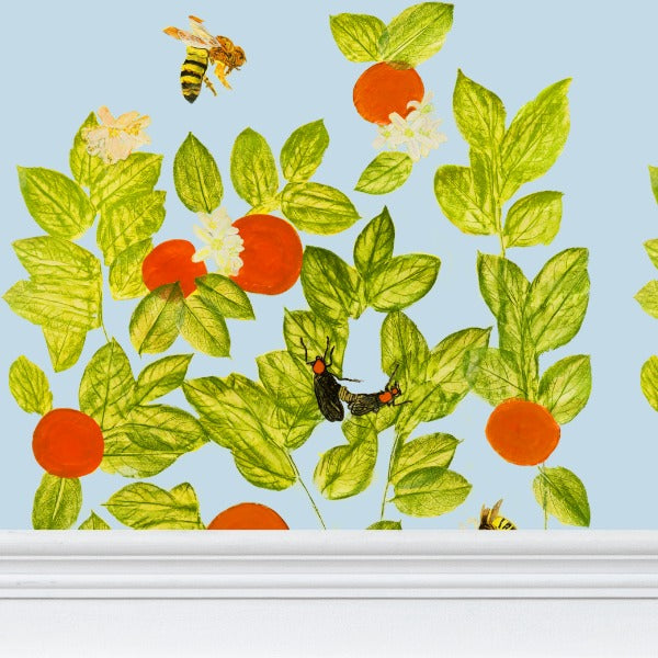 Citrus with Bees and Lovebugs on Cloud Blue Wallpaper